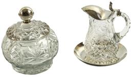 33 - JARRA Y BOMBONERA EN CRISTAL Y PLATA