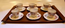 485 - CONJUNTO DE SEIS TAZAS CON PLATO Y BANDEJA