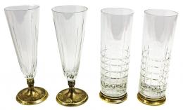 37 - GRAN LOTE DE COPAS Y VASOS EN CRISTAL TALLADO Y PLATA