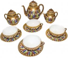 644 - JUEGO DE CAFÉ DE PORCELANA DE LA PRIMERA MITAD S.XX