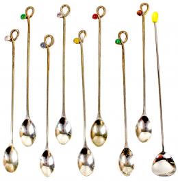 696 - 9 CUCHARAS DE COCKTAIL DE PLATA