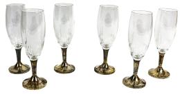 48 - CONJUNTO SEIS COPAS DE CRISTAL Y PLATA