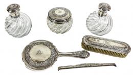741 - JUEGO DE TOCADOR EN PLATA Y CRISTAL 