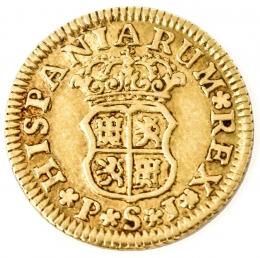390 - MONEDA DE 1/2 ESCUDO DE ORO DE 1744