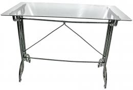 349 - MESA AUXILAR EN HIERRO Y CRISTAL