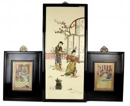 432 - TRES PLAFONES DECORATIVOS ORIENTALES DEL ULTIMO TERCIO  SXX
