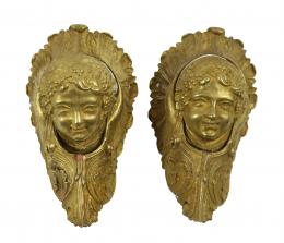 974 - PAREJA DE  APLICACIONES DECORATIVAS EN BRONCE S.XIX