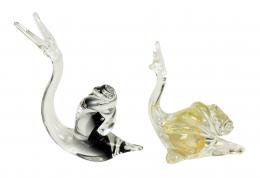 31 - DOS CARACOLES EN CRISTAL DE MURANO.