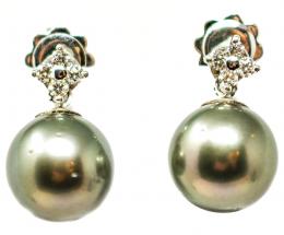 152 - PENDIENTES CON PERLAS TAHITÍ Y BRILLANTES