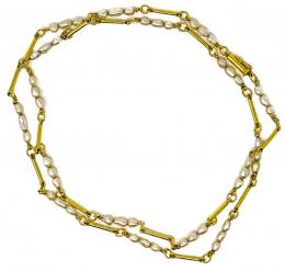117 - COLLAR LARGO DE ORO Y PERLAS