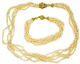 162 - COLLAR Y PULSERA DE PERLAS DE RIO