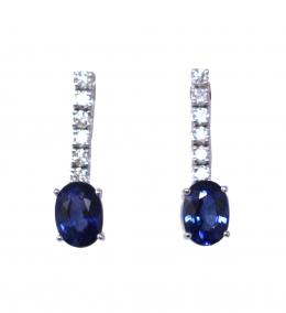 154 - PENDIENTES LARGOS CON BRILLANTES Y ZAFIROS