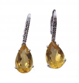 153 - PENDIENTES LARGOS CON BRILLANTES Y CITRINOS