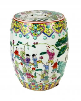 428 - TABURETE ORIENTAL EL PORCELANA POLICROMADA