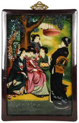 389 - COMPOSICION ORIENTAL SOBRE CRISTAL PRIMER CUARTO S.XX