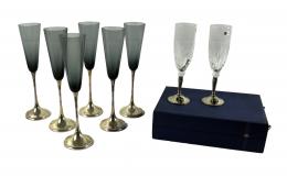 64 - DOS LOTES DE COPAS DE CRISTAL DE LA SEGUNDA MITAD DEL S.XX