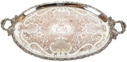 932 - GRAN BANDEJA DE METAL PLATEADO