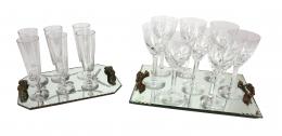 42 - LOTE DE  COPAS EN CRISTAL CON BANDEJA DEL SEGUNDO TERIO S.XX