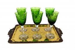 23 - CONJUNTO DE COPAS CON BANDEJA DE SEGUNDOI TERCIO DEL S.XX