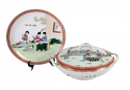 398 - SOPERA Y PLATO EN PORCELANA ORIENTAL