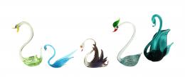61 - LOTE DE CINCO FIGURITAS "CISNES" EN CRISTAL