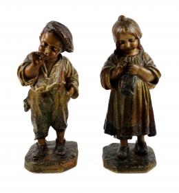 817 - PAREJA DE FIGURAS EN ESTUCO POLICROMADOPRIMER TERCIO S.XX