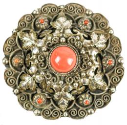 88 - BROCHE DE PLATA Y CORAL