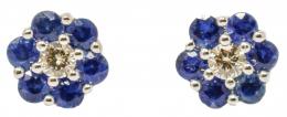 154 - PENDIENTES ROSETONES CON BRILLANTES Y ZAFIROS