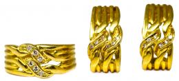 118 - CONJUNTO DE PENDIENTES Y ANILLO CON BRILLANTES