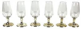 54 - SEIS COPAS DE JEREZ EN CRISTAL Y PLATA
