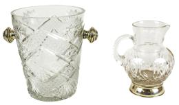 17 - CUBITERA Y PEQUEÑA JARRITA EN CRISTAL Y PLATA