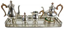 896 - JUEGO DE CAFE DE METAL PLATEADO