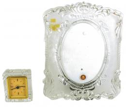1284 - LOTE DE PORTARRETRATOS Y RELOJ DE SOBREMESA