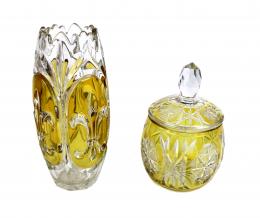 39 - JARRÓN Y TARRO DE CRISTAL