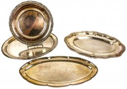 1263 - LOTE DE 5 BANDEJAS DE SERVICIO EN METAL PLATEADO