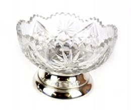 34 - CENTRO DE MESA EN CRISTAL CON BASE EN PLATA