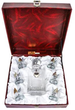 40 - LICORERA EN CRISTAL CON SEIS VASOS