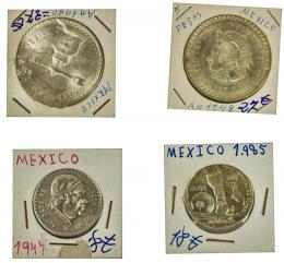 576 - LOTE DE CUATRO MONEDAS DE MEJICO EN PLATA