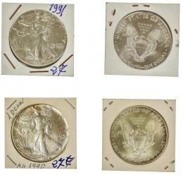 360 - LOTE DE CUATRO MONEDAS DE 1 DOLAR EN PLATA