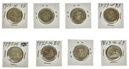 574 - LOTE DE 8 MONEDAS DE 2 PESETAS EN PLATA