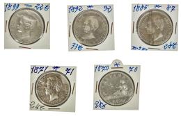 357 - LOTE DE 5 DUROS EN PLATA