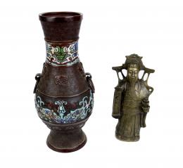 375 - JARRON Y FIGURA EN BRONCE 