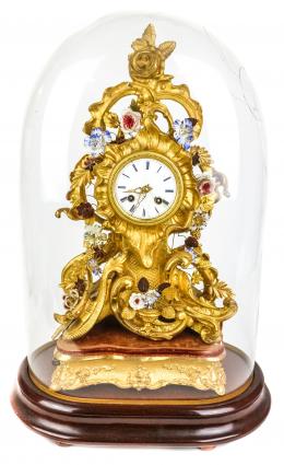 760 - RELOJ DE SOBREMESA CON URNA DE CRISTAL