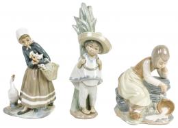 890 - TRES FIGURAS EN PORCELANA LLADRÓ Y NAO