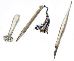 742 - PLUMA, SELLO Y PORTAMINAS EN PLATA