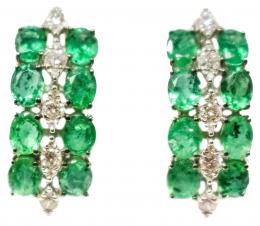 122 - PENDIENTES ARGOLLAS CON ESMERALDAS Y BRILLANTES