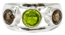 227 - ANILLO CON GRANATES Y OLIVINA