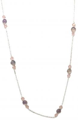 243 - COLLAR LARGO CON CUARZO ROSA Y FUMÉ