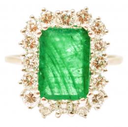 171 - ANILLO ROSETÓN CON ESMERALDA Y BRILLANTES