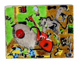 741 - PLACA EN PLATA Y ESMALTES 